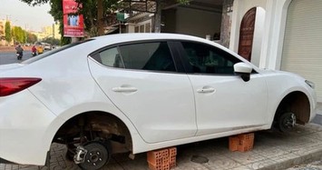 Mazda 3 bị trộm lấy mất 4 bánh tại Đắk Lắk