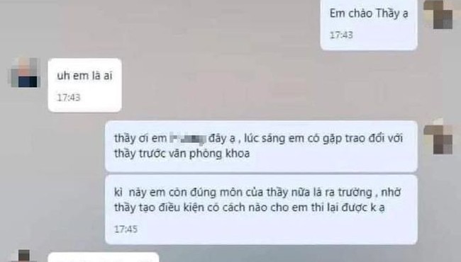 Mạng xã hội xôn xao tin nhắn gợi ý nữ sinh đến khách sạn của giảng viên ở Hà Nội 